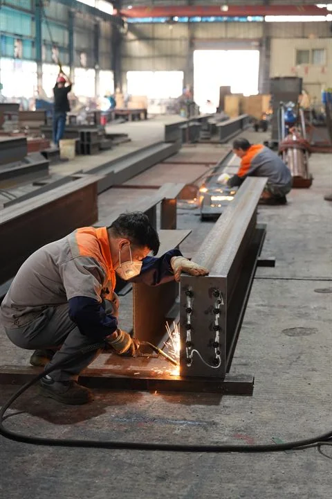 Machine frame fabrication in the workshop