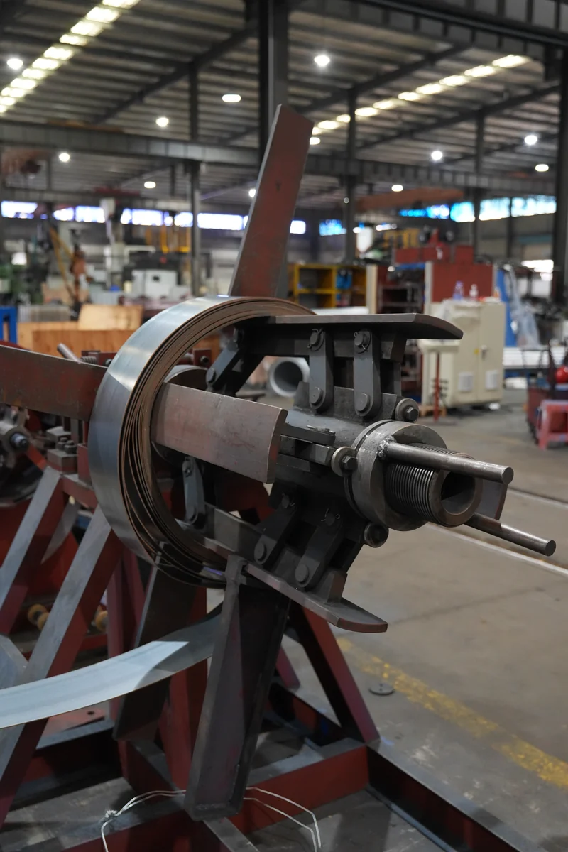 Steel coil on a mandrel during a workshop visit