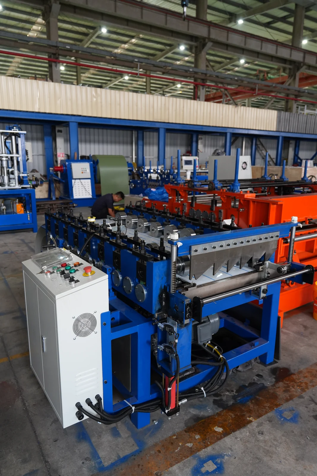 Control cabinet beside a roll forming line in our Xiamen production base