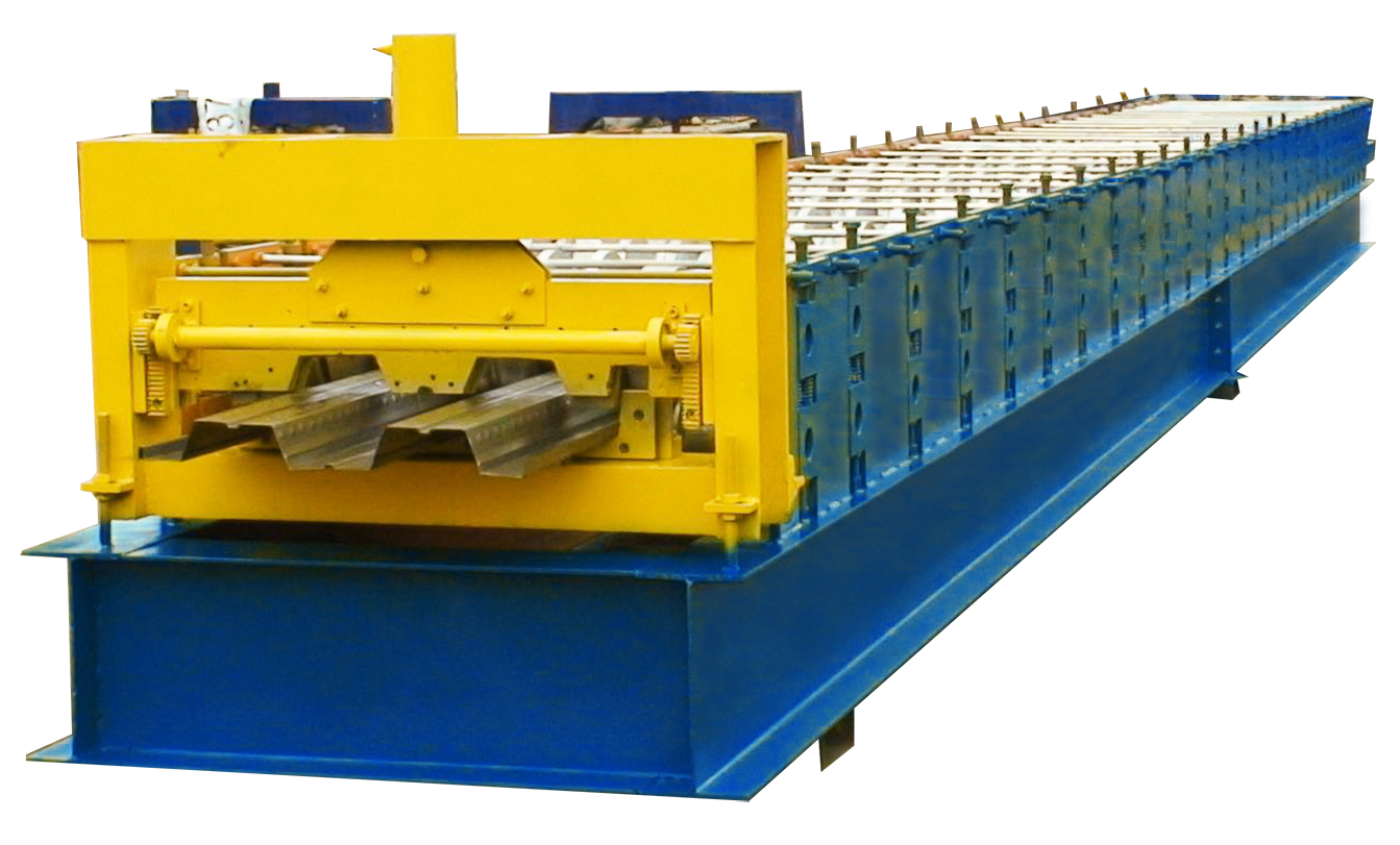 Our Xiamen production base's floor deck forming line showing one ribbed-sheet reference