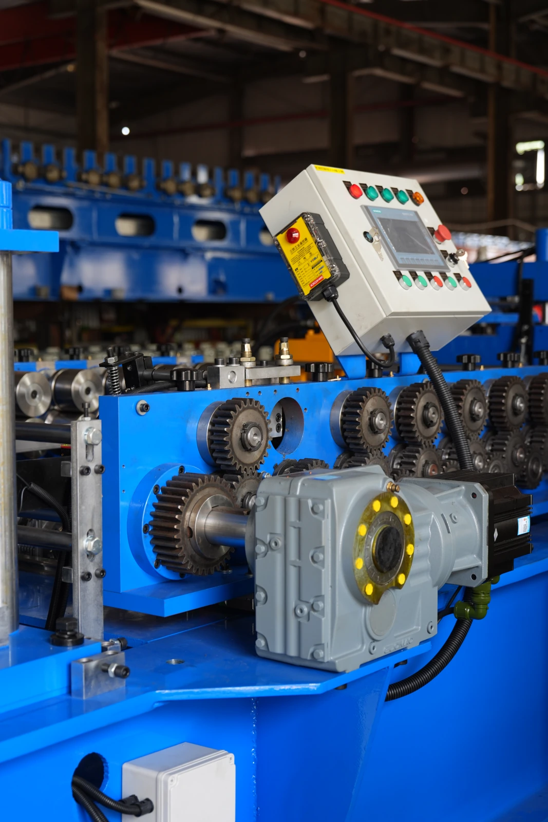 Control panel and drive equipment on a roll forming line in our Xiamen production base