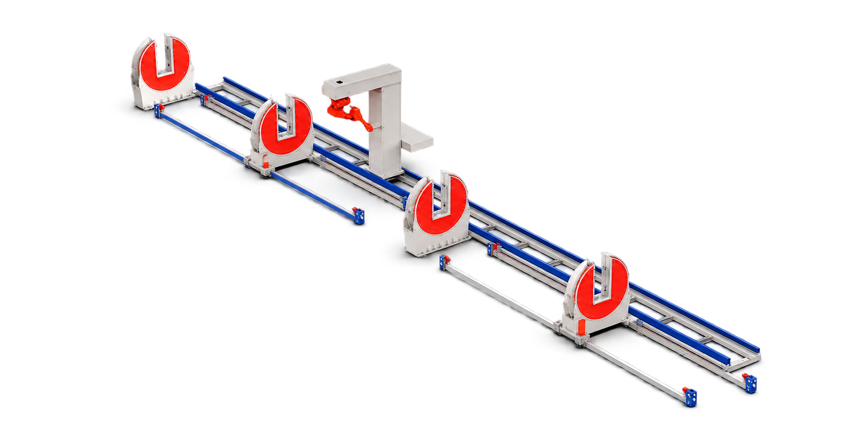 Production-base rendering of an HWS-1260-style long-member welding station