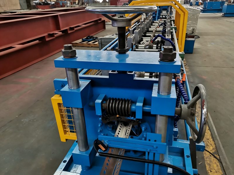 Perforated L-angle trim leaving a roll forming line