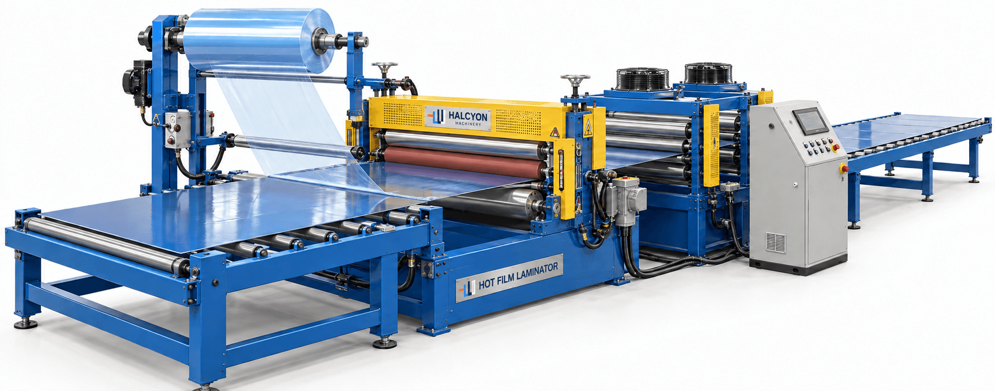 Protective film laminating equipment for coated steel