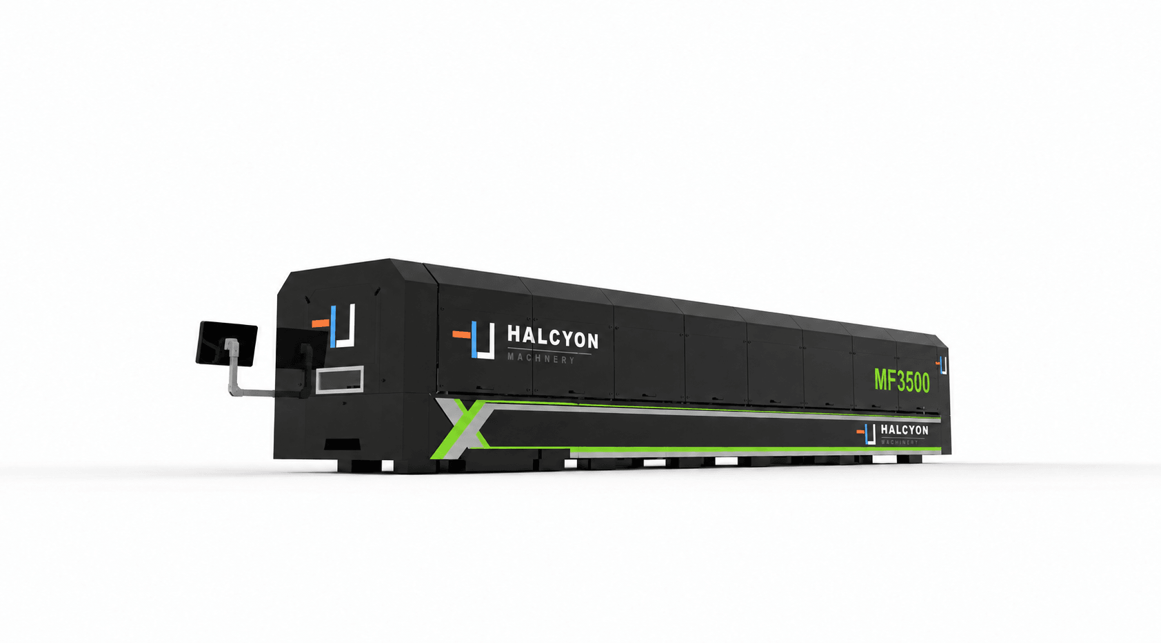عرض توضيحي لمفهوم العلامة التجارية Halcyon لخط إطار فولاذي طويل ومغلق، وليس صورة فوتوغرافية لمصنع HSK-3500