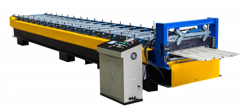 production-base roof and wall panel roll forming line with a profiled roof sheet at the run-out